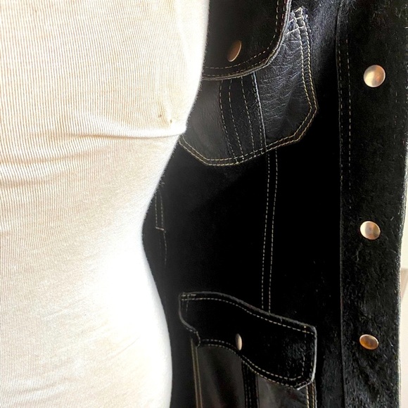 Vintage black Leather suede reverse coat - Picture 5 of 7